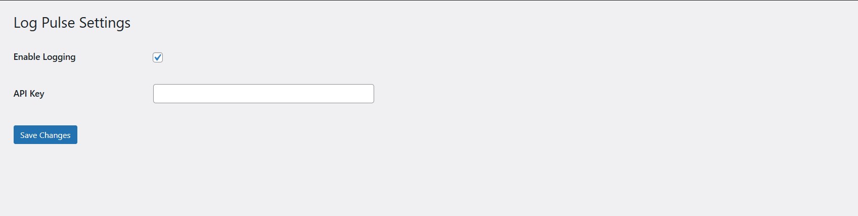LogPulse WordPress plugin settings